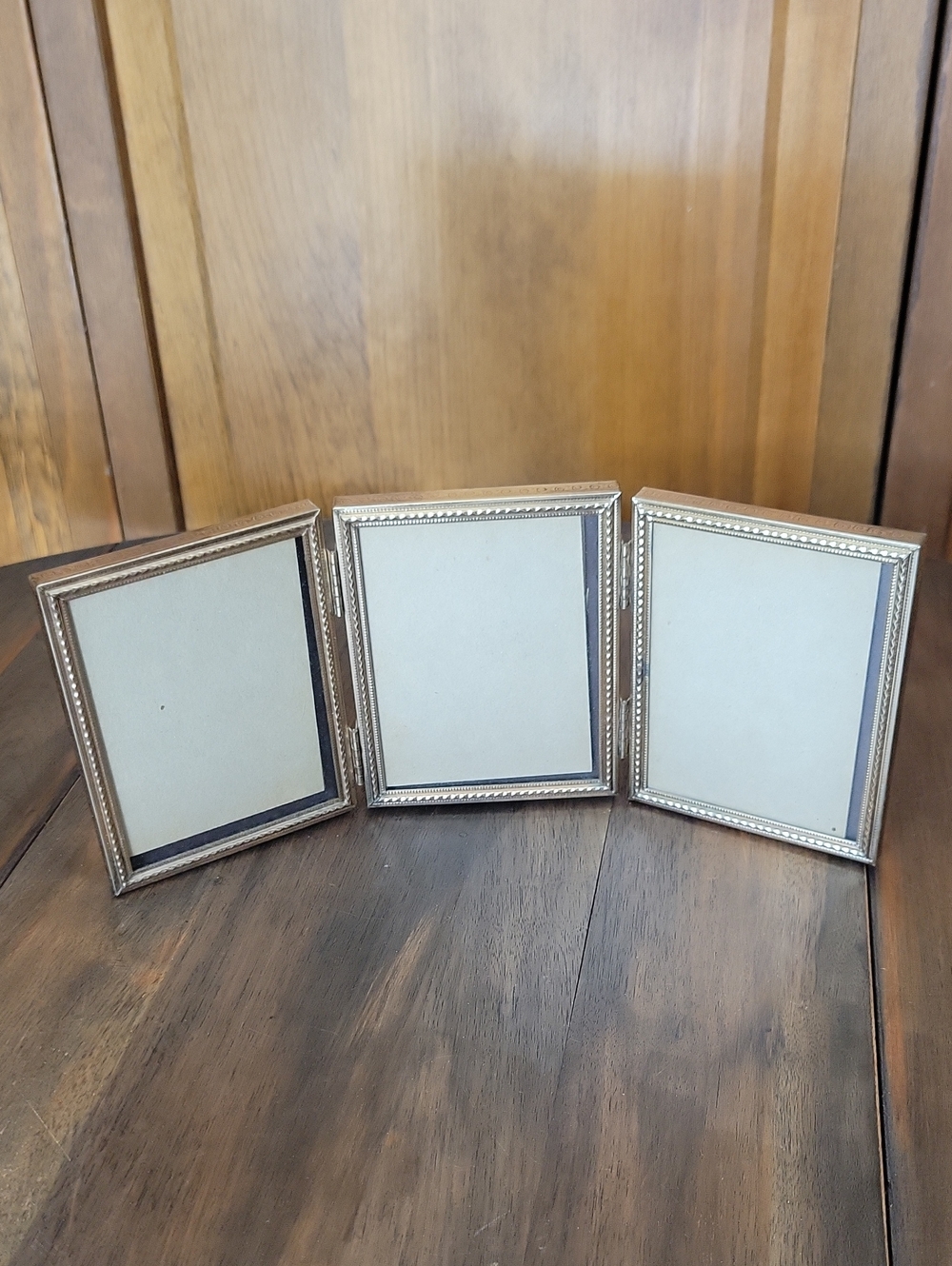 Vintage Tri Fold Free Standing Gold 3x4 Picture Frame